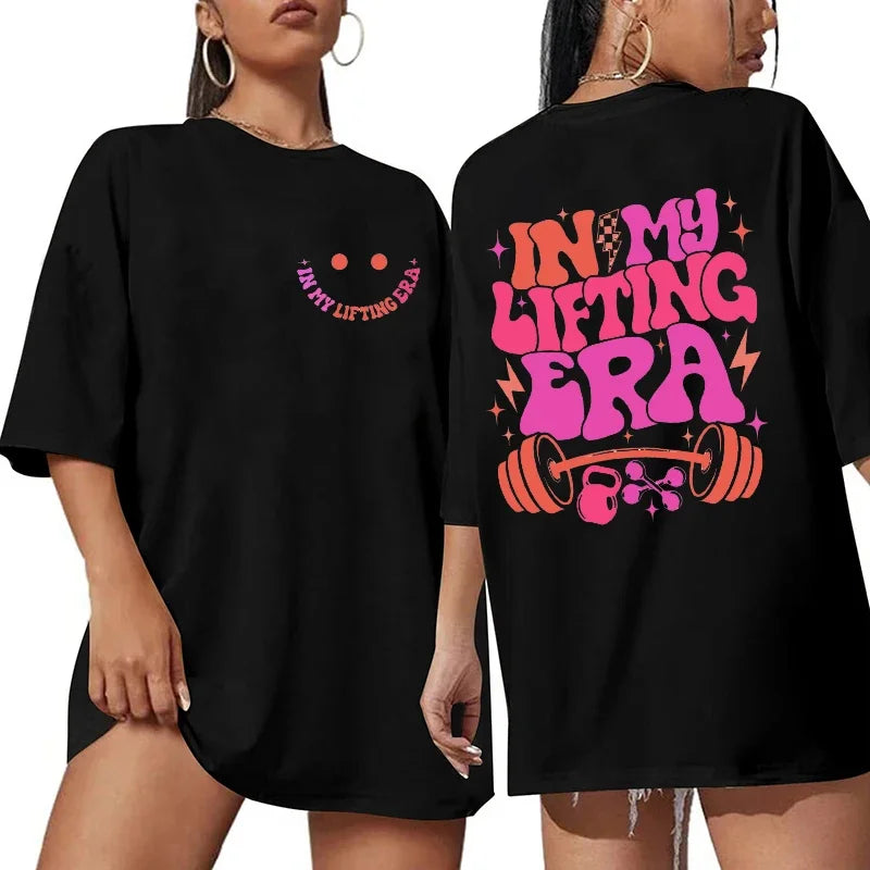 Be Happy Lift Heavy Tee Shirt for Women Funny Workout Weightlif...